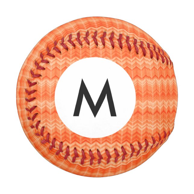 Balle De Baseball Monogramme Rouge abstrait zigzag motif textile (Devant Gauche)
