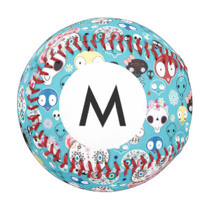 Balle De Baseball Monogramme Texture crâne riant