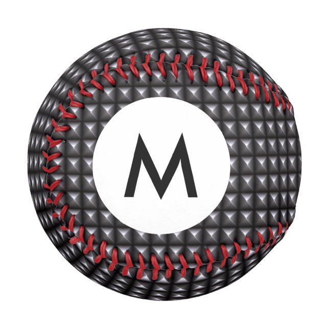 Balle De Baseball Monogramme Texture en acier embouti (Devant Gauche)