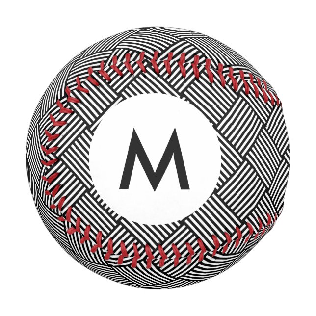 Balle De Baseball Monogramme texture géométrique contrôlée (Devant Gauche)