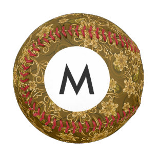 Balle De Baseball Monogramme vintage doré
