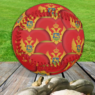 Balle De Baseball Monténégro Drapeau, Coeurs Baseballs, Amour Montén