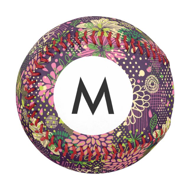 Balle De Baseball Motif brillant Monogramme (Devant Gauche)