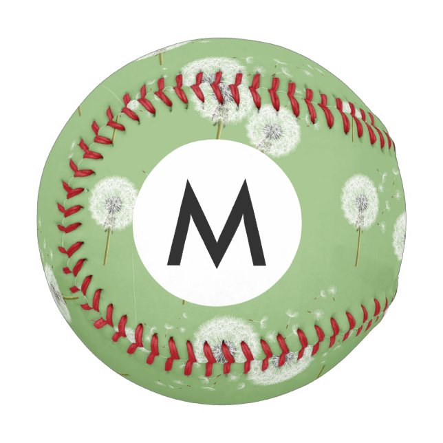 Balle De Baseball Motif Dandelion sur Arrière - plan vert (Devant Gauche)