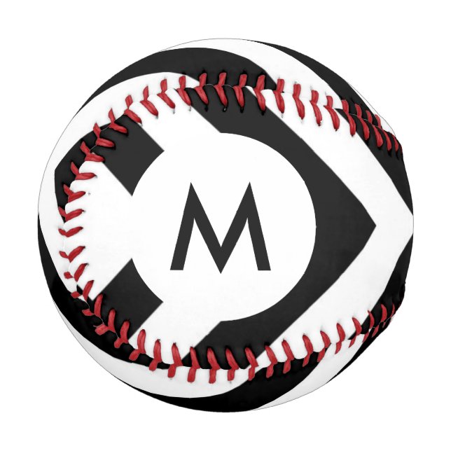 Balle De Baseball Motif de bandes de monogramme (Devant Gauche)