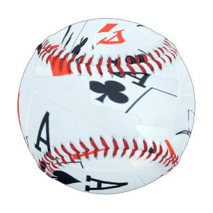 Balle De Baseball Motif De Cartes De Poker Aces, Baseball.