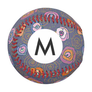 Balle De Baseball Motif de champ rose Abstrait