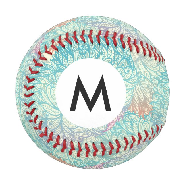 Balle De Baseball Motif de doodle Floral Multicolor (Devant Gauche)