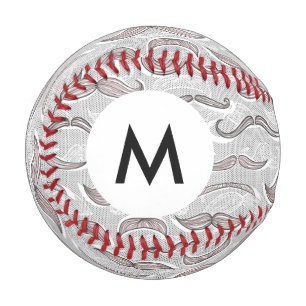 Balle De Baseball Motif de moustache à la mode Monogram
