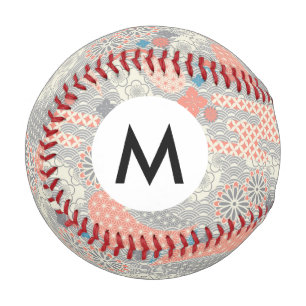 Balle De Baseball Motif de style japonais. Illustration.