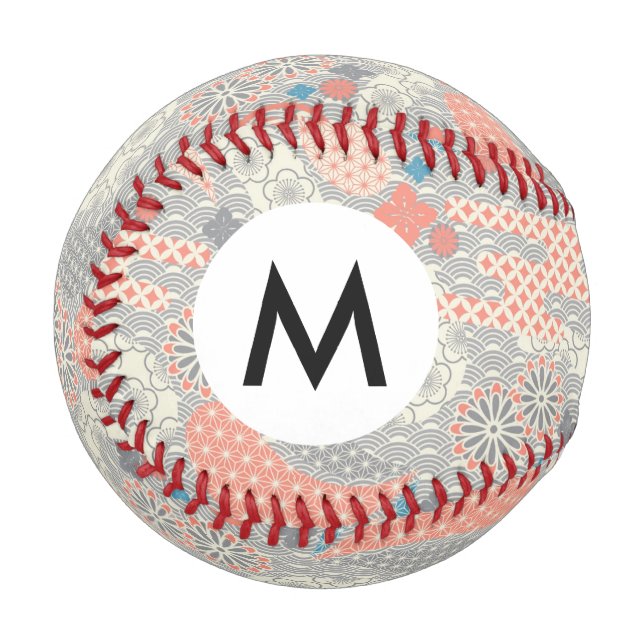Balle De Baseball Motif de style japonais. Illustration. (Devant Gauche)