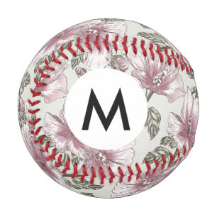 Balle De Baseball Motif des fleurs d'hibiscus roses coupées