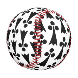 Balle De Baseball Motif Ermine, Motif médiéval, noir sur blanc