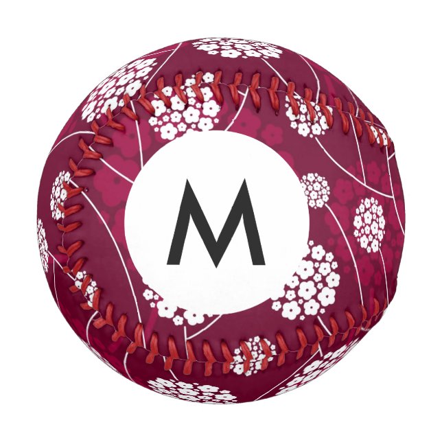 Balle De Baseball Motif floral Abstrait monogramme (Devant Gauche)
