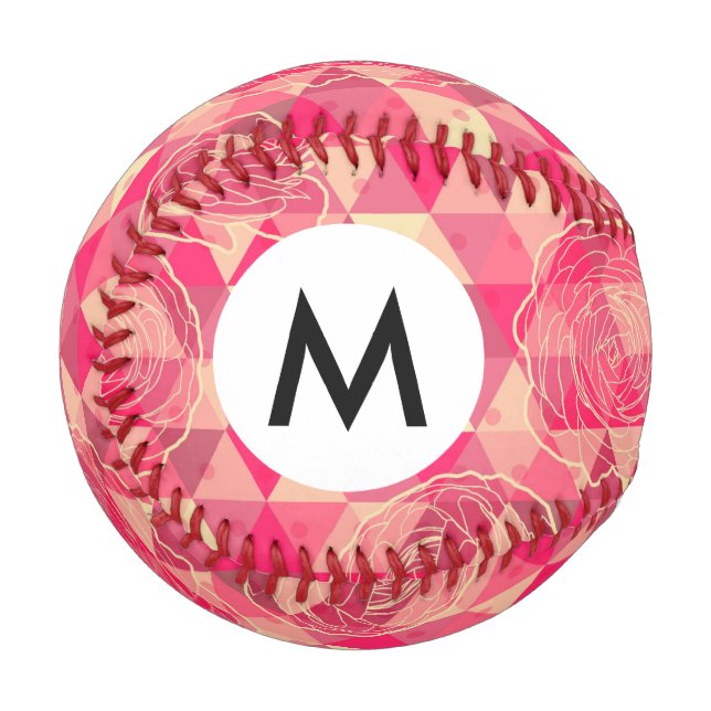 Balle De Baseball Motif géométrique de fleurs (Devant Gauche)
