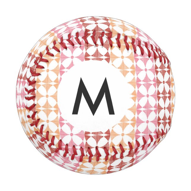 Balle De Baseball Motif géométrique rouge rayures ikat (Devant Gauche)