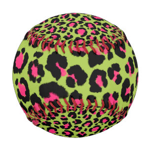 Balle De Baseball Motif léopard en framboise sur Lime Green