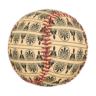 Balle De Baseball Motif Méditerranéen Arabesque Grec Brun