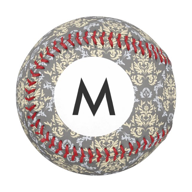 Balle De Baseball Motif Monogramme Damas (Devant Gauche)