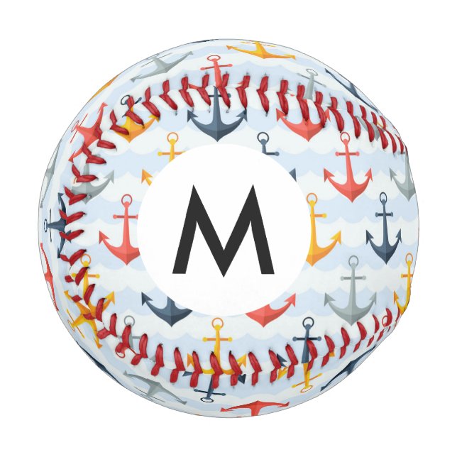 Balle De Baseball Motif nautique avec Ancres (Devant Gauche)