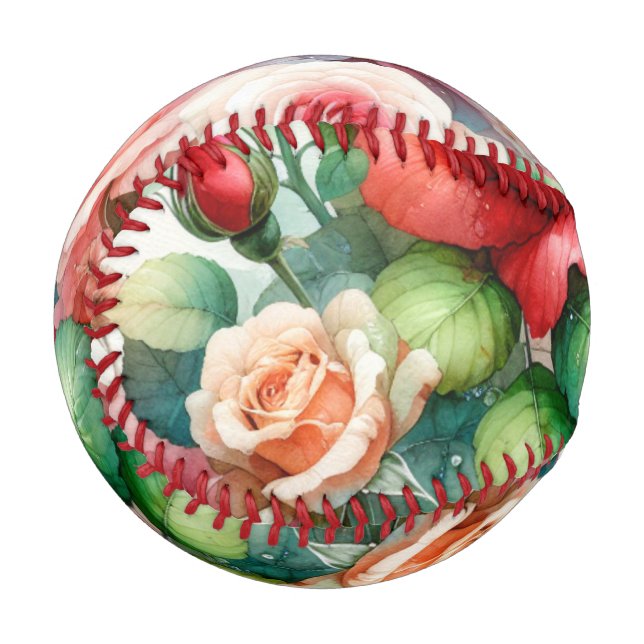 Balle De Baseball Motif Rose Fantaisiste (Devant Gauche)