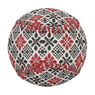 Balle De Baseball Motif rouge noir blanc géométrique folk