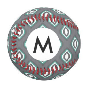 Balle De Baseball Motif tribal de ikat rétro géométrique