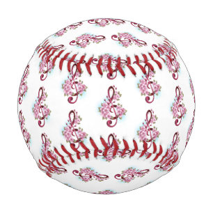 Balle De Baseball Musical treble clef notes with sakura flowers