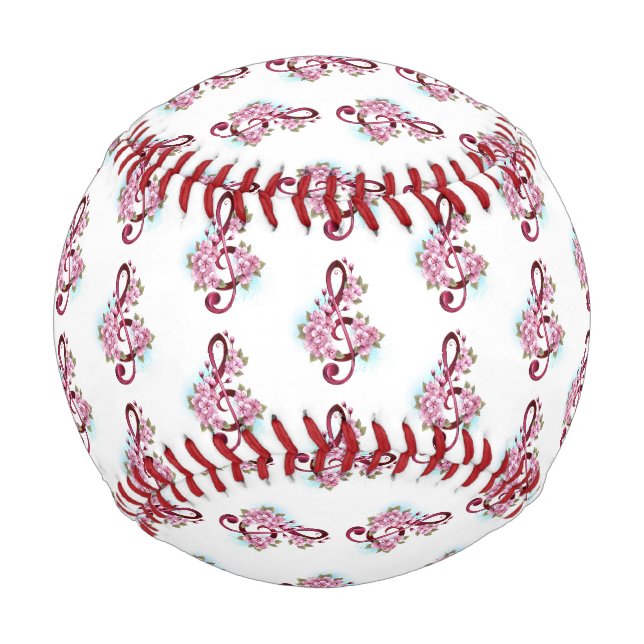 Balle De Baseball Musical treble clef notes with sakura flowers (Devant)