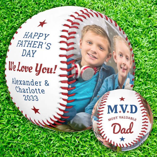 Balle De Baseball MVD - Papa le plus précieux - Photo personnalisée  (Créateur téléchargé)