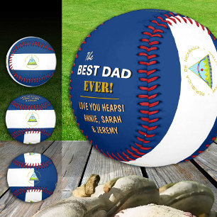 Balle De Baseball Nicaragua meilleur papa, patriotique, drapeau nica