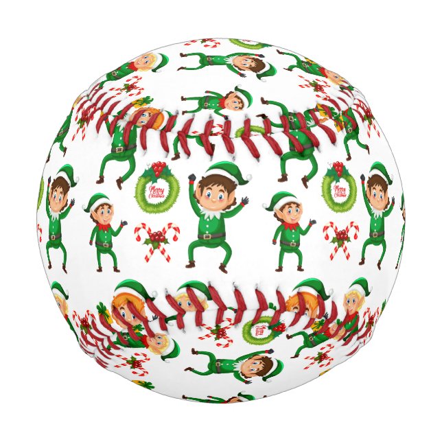 Balle De Baseball Noël Joyeux elfe avec Motif cadeau (Devant)