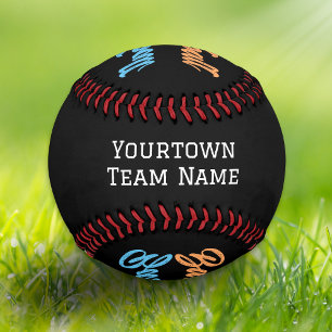 Balle De Baseball Nom de l'équipe Nombre Monogrammé Moderne Élégant