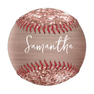 Balle De Baseball Nom du glamour or Rose Glitt