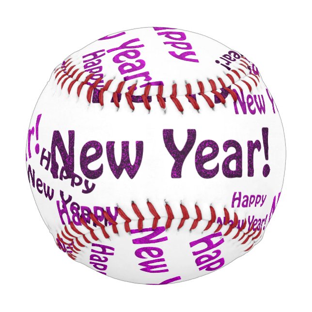 Balle De Baseball nouvelle année violette heureuse (Dos)