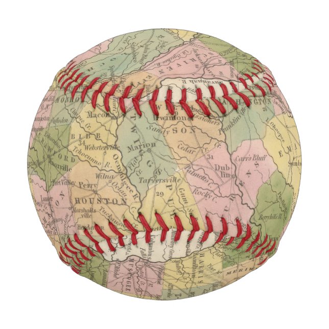 Balle De Baseball Nouvelle Carte De La Géorgie (Devant)