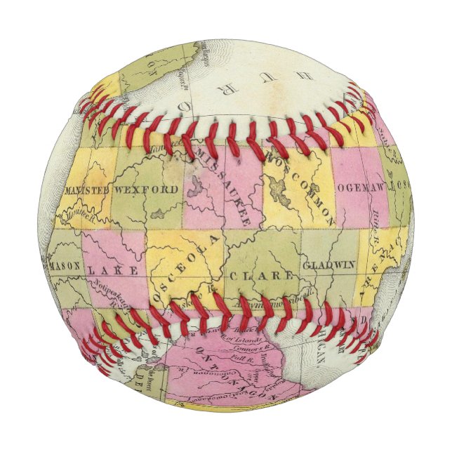 Balle De Baseball Nouvelle Carte Du Michigan 2 (Devant)