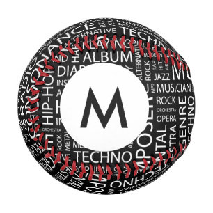 Balle De Baseball Nuage de mots motif de la MUSIQUE Monogramme