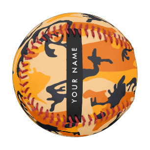 Balle De Baseball Orange Camouflage Votre nom Personnalisez