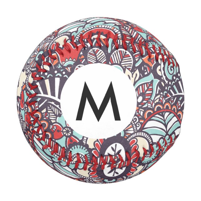 Balle De Baseball Paisley Floral Doodle Motif (Devant Gauche)