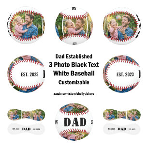 Balle De Baseball Papa a créé 3 photo Texte Noir Blanc
