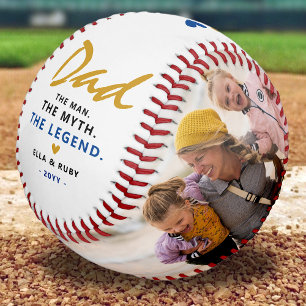 Balle De Baseball PAPA, L'Homme. Le Mythe. Légende 2 x Photo Baseb