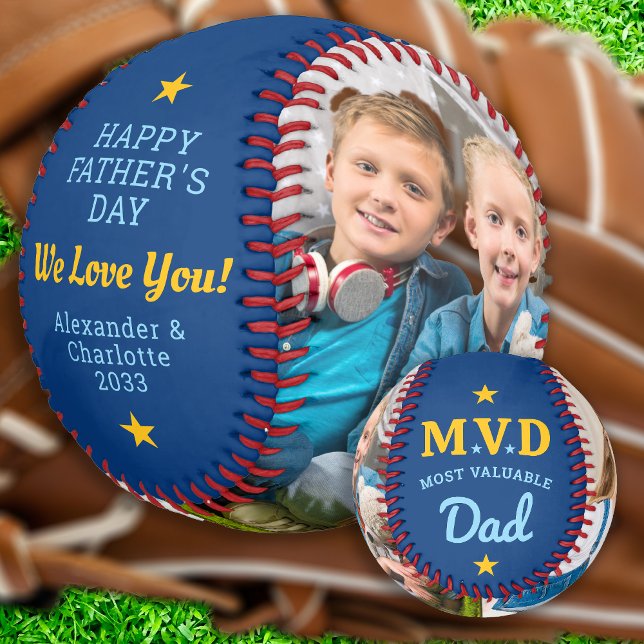 Balle De Baseball Papa MVD le plus précieux - Tendance personnalisée (Créateur téléchargé)
