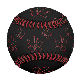 Balle De Baseball papillons aux contours roses noir Thunder_Cove