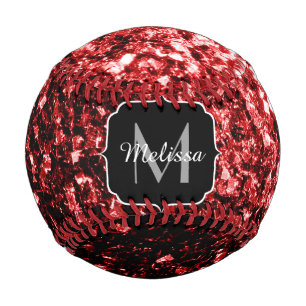 Balle De Baseball Parties scintillant rouge foncé étincelante bling