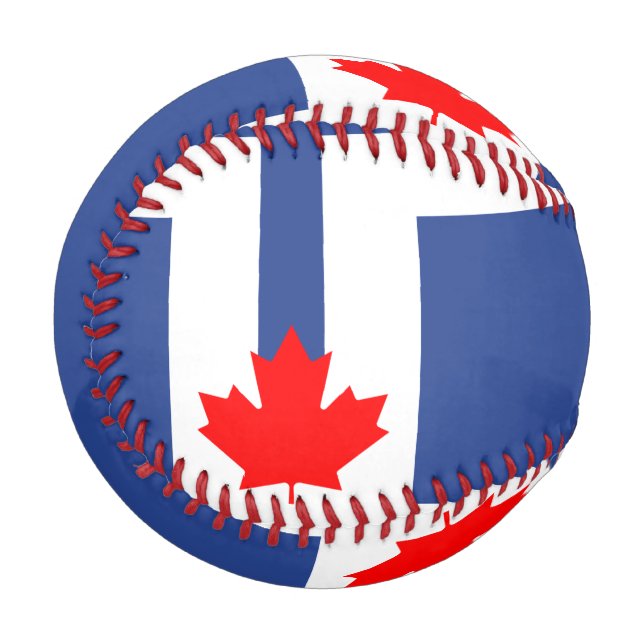 Balle De Baseball Patriotic baseball with flag of Toronto, Canada (Devant Gauche)