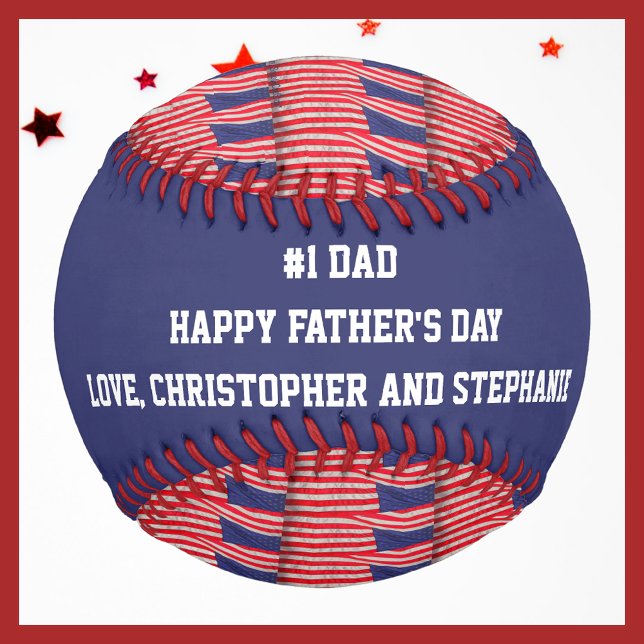 Balle De Baseball Patriotique, #1 Papa, Fête des pères, Drapeaux, No (Créateur téléchargé)