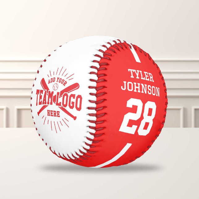 Balle De Baseball Personalized Player Team Logo Red (Créateur téléchargé)