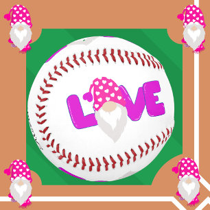 Balle De Baseball Personnaliser l'amour Gnome Coeur rose pourpre