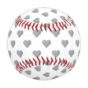 Balle De Baseball Petits Coeurs Gris Béton Symétrique sur Blanc
